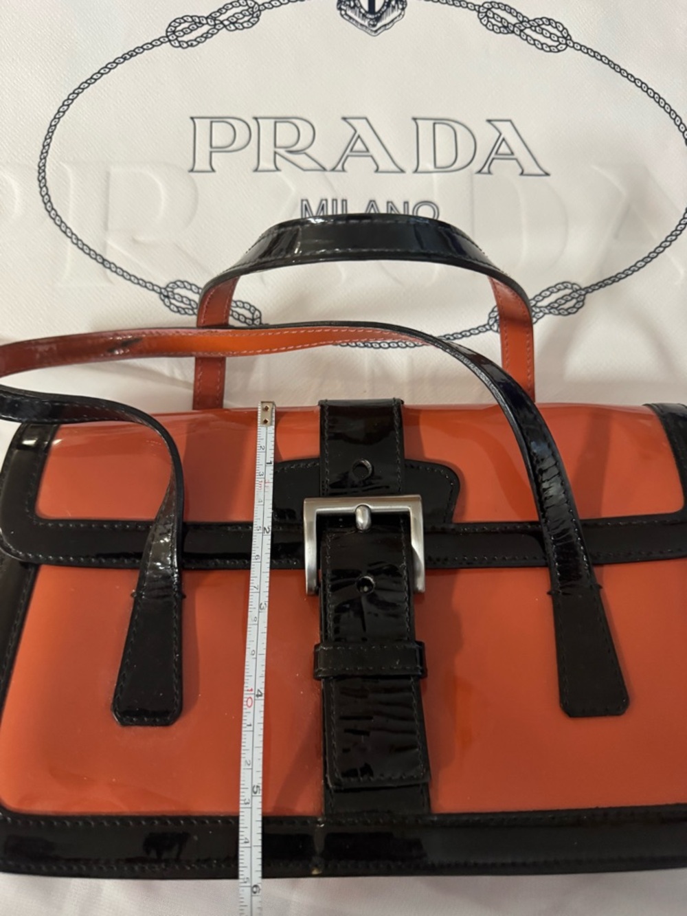Vintage Prada šÆ% Authentic pinkish hues patent mini Bag with cards, dust bag set - Picture 9 of 17